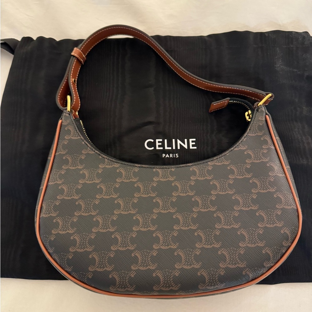 CELINE AVA BAG IN TRIOMPHE CANVAS AND CALFSKIN